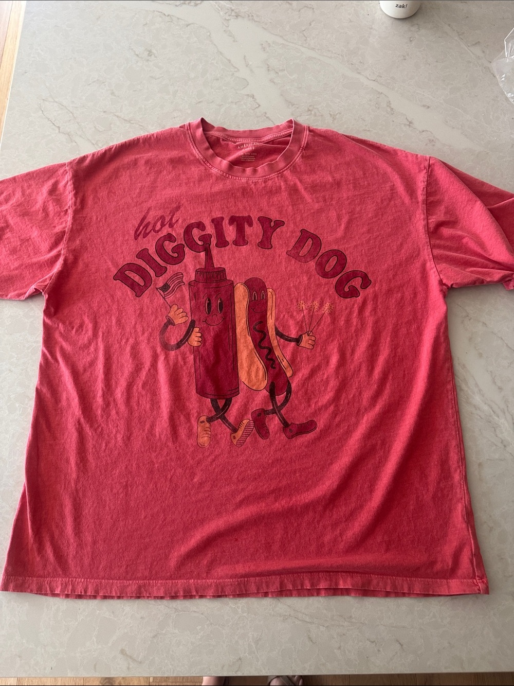 AE Oversized Fourth Of July Graphic Red Hot Diggity Dog T-Shirt  Large